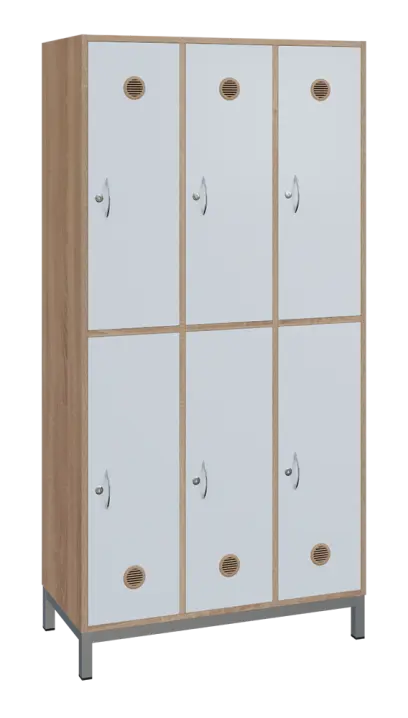 SBS-2233 šatní skříň 6-boxová, 1800x900x400 mm, kovové nohy, korpus dub bardolino, dvířka bílá